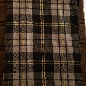 J Crew Wool Black Plaid Scarf with Fringe